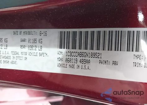 2016 Chrysler 200 Limited Platinum z USA, uszkodzony, nr VIN 1C3CCCAB6GN189521